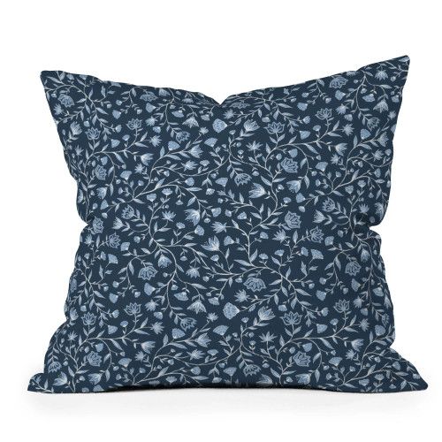 By the Sea Blue Floral Indoor-Outdoor Pillow | Caron's Beach House