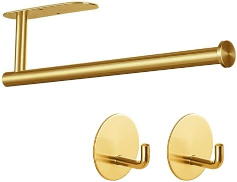 Paper Towel Holder with 2 Hooks-Under Cabinet Paper Towel Holder for Kitchen, Self-Adhesive or Sc... | Amazon (US)