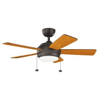 KICHLER Starkk 42 in. Integrated LED Indoor Olde Bronze Downrod Mount Ceiling Fan with Light Kit ... | The Home Depot