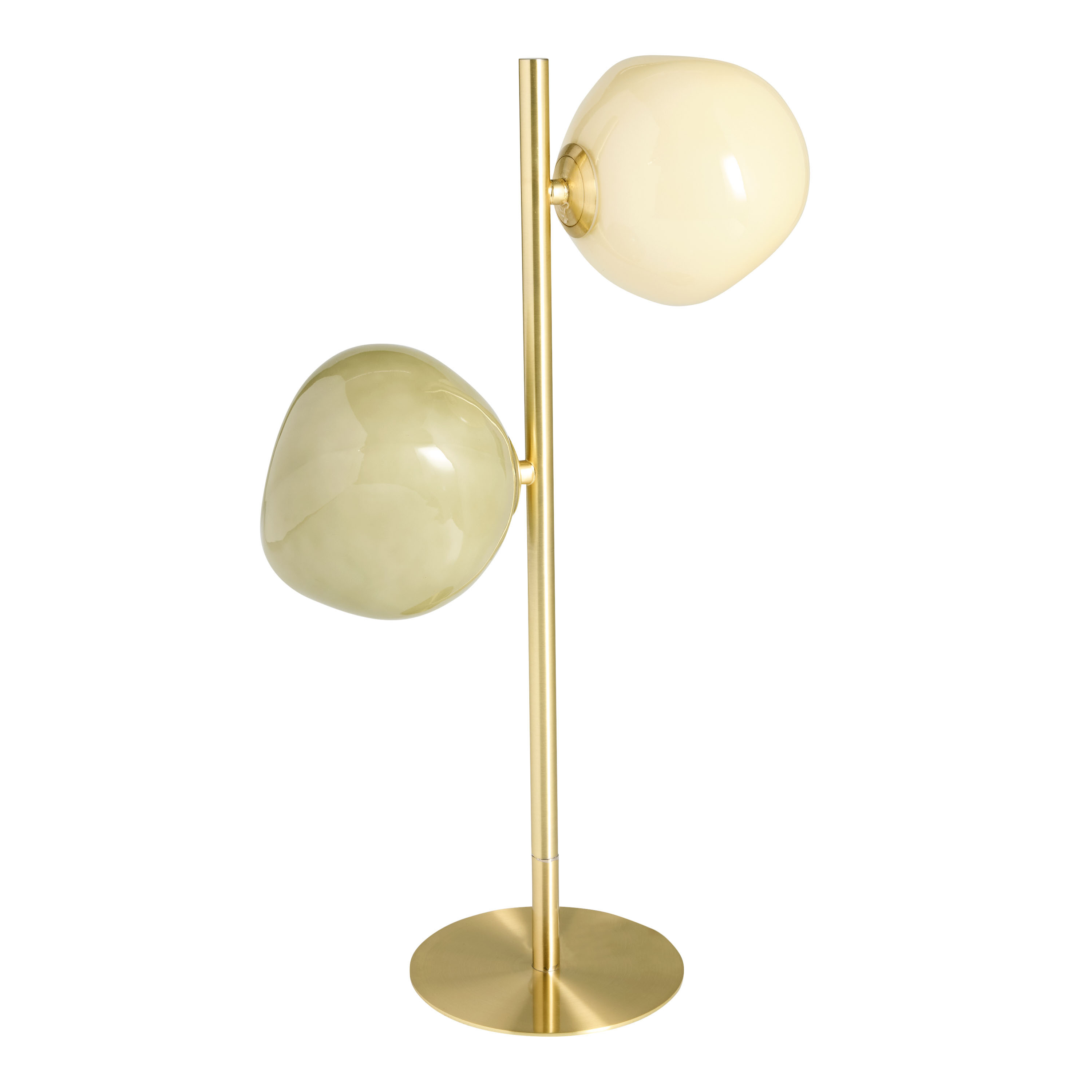 Orla Bicolor Blown Glass Orb and Brass 2 Light LED Table Lamp | World Market