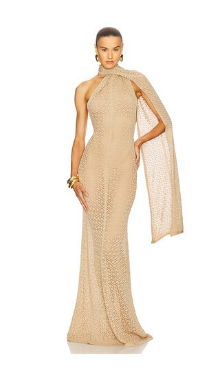 Helsa Robbyn Wrap Gown in Tan. - size S | Revolve Clothing (Global)