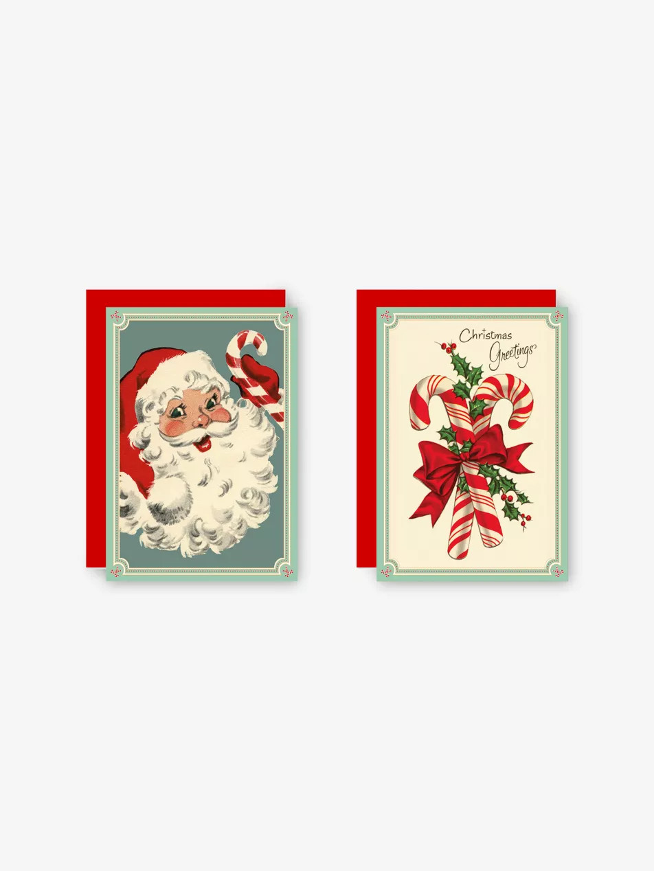 Vintage Santa Candycane Two-Box Pack of 10 Christmas Cards | Selfridges