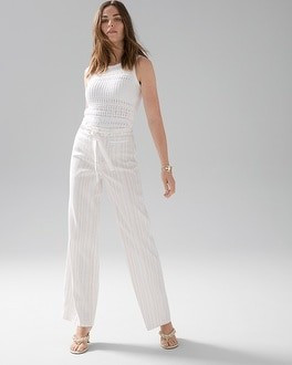 Petite Linen Wide Leg Trousers | White House Black Market