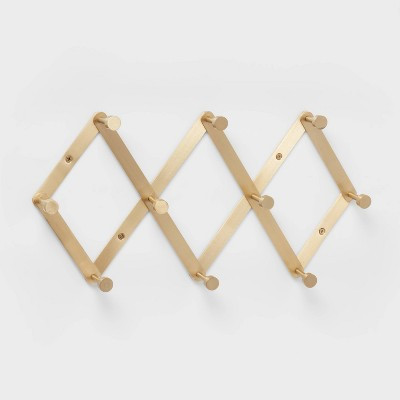 Accordian 10 Hooks Rail Gold - Brightroom™: Wall Mounted Decorative Hook Rack, Lacquered Aluminum, 15" Length | Target