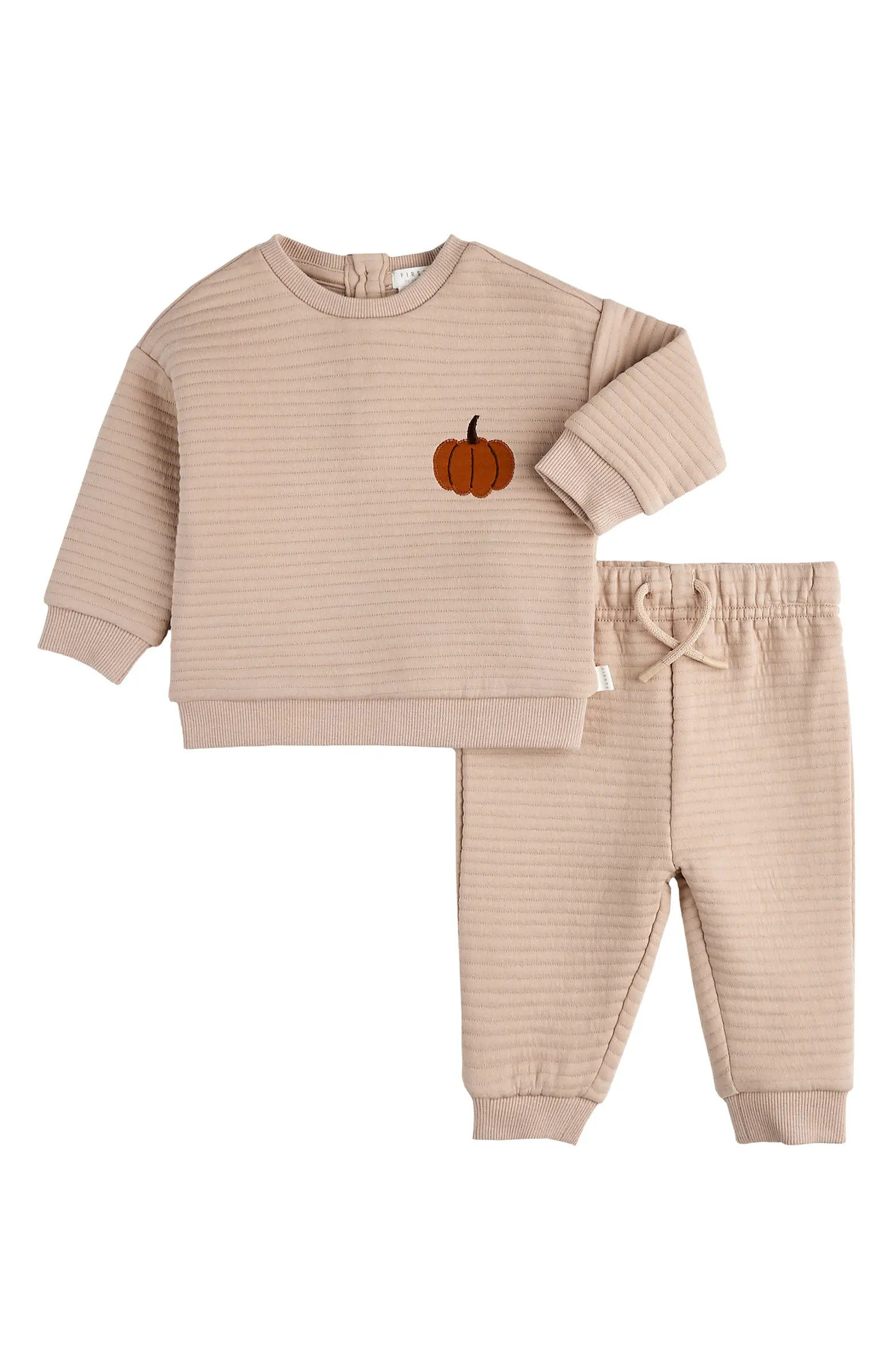 Autumn Embroidered Quilted Cotton Sweatshirt & Sweatpants Set | Nordstrom