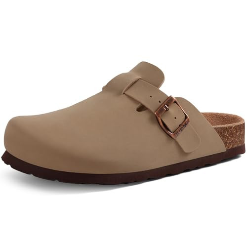 KIDMI Women's Cork Footbed Clogs Comfort Soft Potato Shoes with Arch Support, Taupe, Size 10 | Amazon (US)