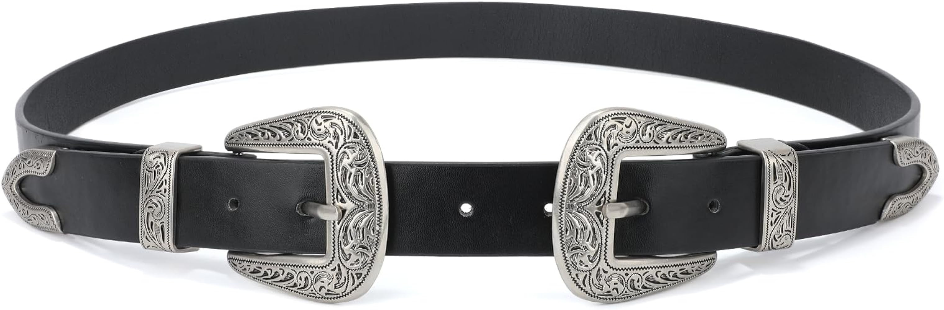 JASGOOD Women Leather Belts Ladies Vintage Western Design Black Waist Belt for Pants Jeans Dresse... | Amazon (US)