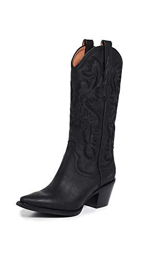 Jeffrey Campbell Dagget Western Boots Black Leather Pointed Toe Cowboy Boots (Black Washed, 9) | Amazon (US)