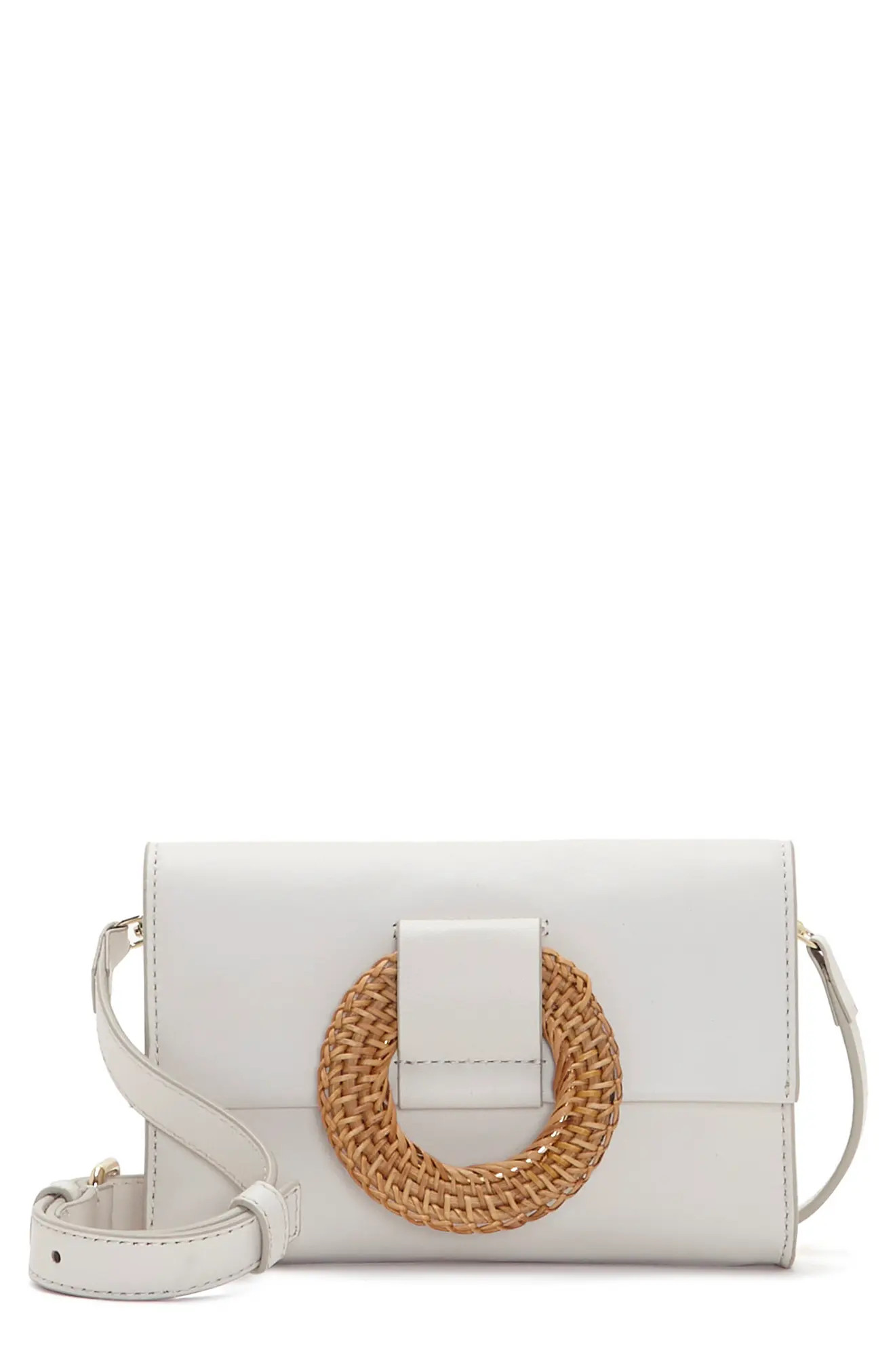 Vince Camuto Marah Small Leather Crossbody Bag in White Swan at Nordstrom | Nordstrom