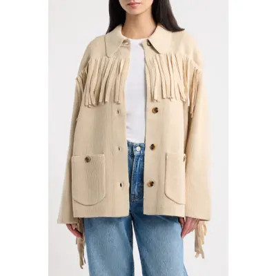 THE GREAT. The Western Wool Blend Sweater Jacket in Natural at Nordstrom, Size 2 | Nordstrom