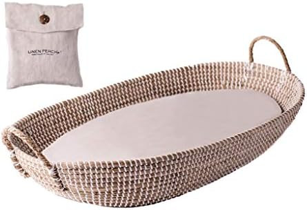 Baby Changing Basket with Pad - CPSC Safety Compliant - 100% Quilted Linen Cover Included - Nursery  | Amazon (US)