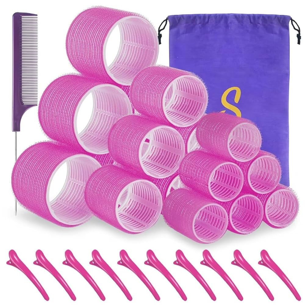 Self grip hair roller set,18 pcs,Hair rollers with hair roller clips and comb,Salon hairdressing ... | Amazon (US)