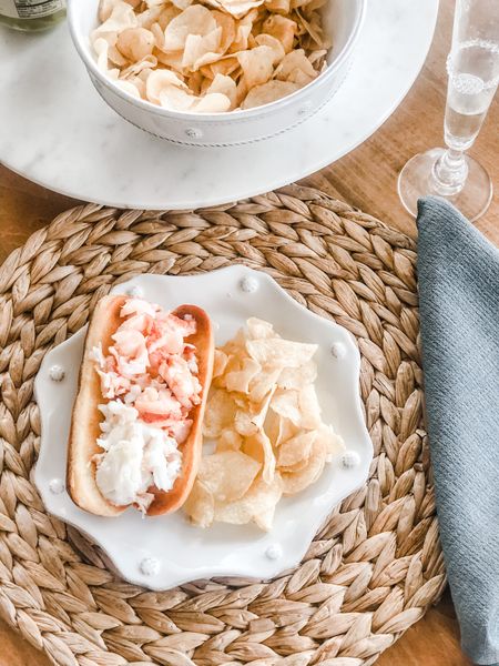 Simple place setting, whites, blues and naturals. Beautiful everyday plates, dishwasher and microwave safe. 

Woven jute placemat, marble lazy Susan, Juliska white plat ware, ceramic white mixing bowls. Juliska champagne flutes.

#LTKunder100 #LTKhome #LTKwedding