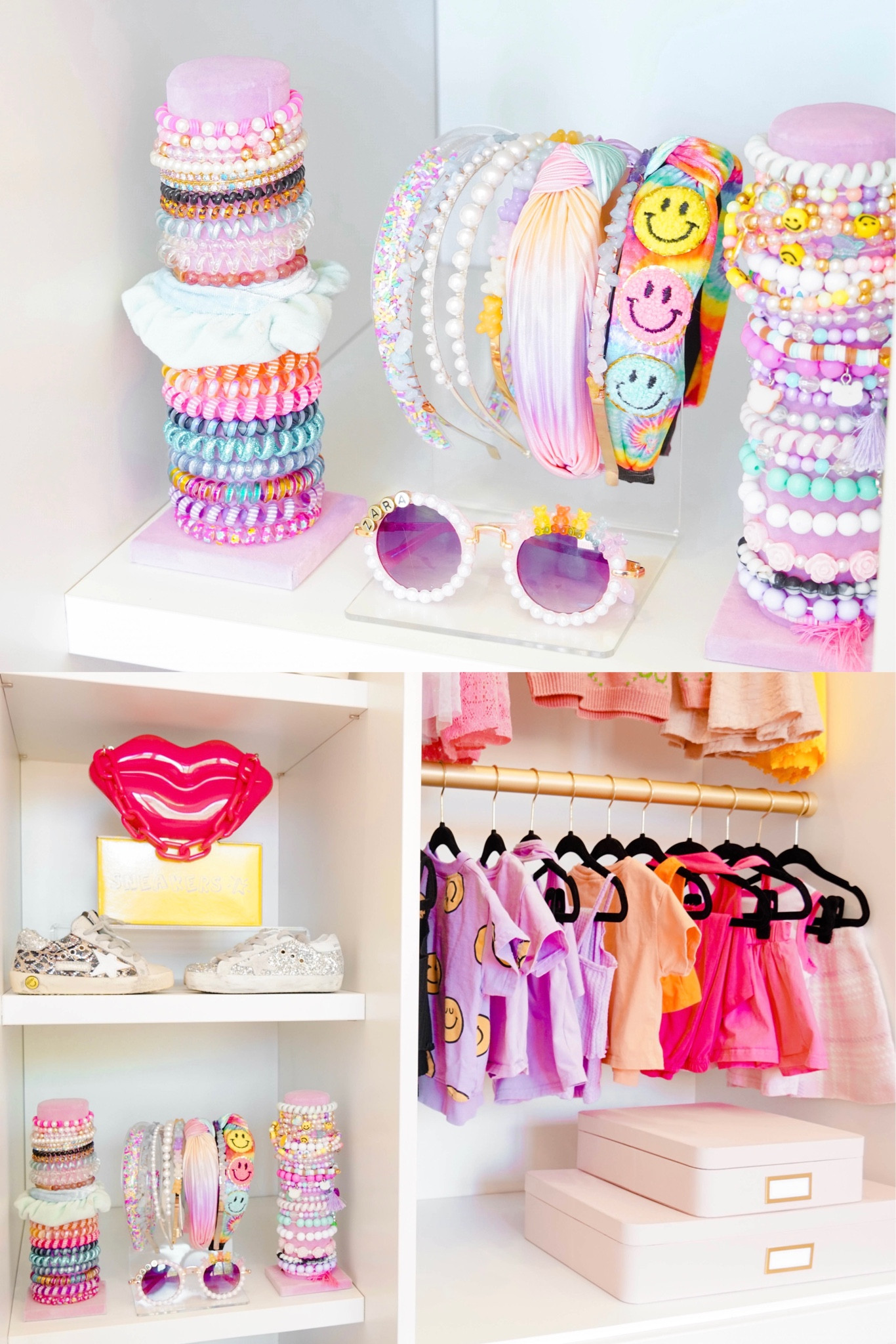 I love these pink velvet jewelry stands I used to style my toddlers bracelets and scrunchies! #kidsstyle #kidsroom #nursery

#LTKunder50 #LTKstyletip #LTKbeauty