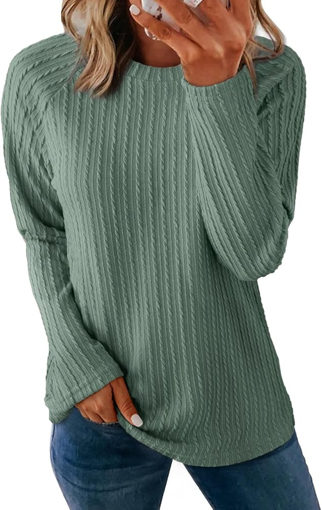 Dokotoo Womens Tops Long Sleeve Lightweight Shirts 2024 Fall Fashion Trendy Tops Crewneck Casual ... | Amazon (US)