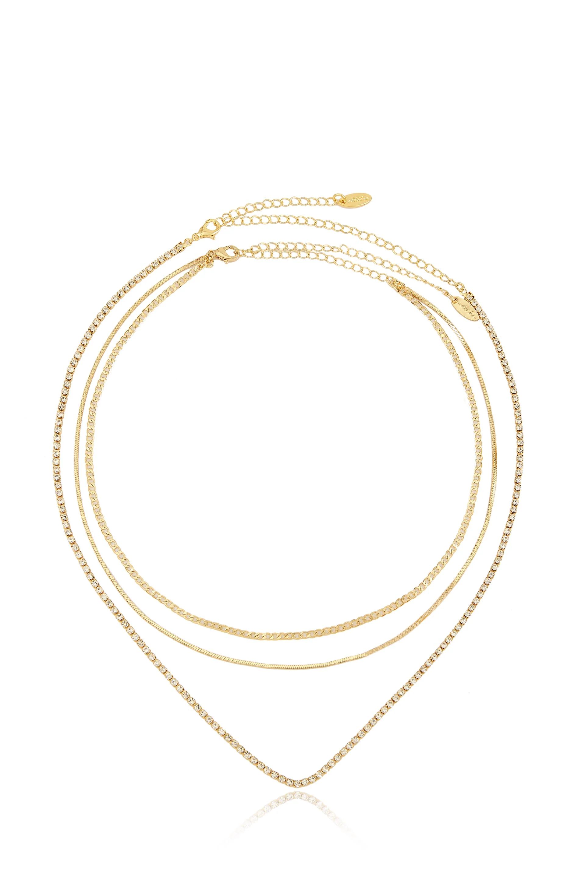 Minimal Layers Crystal and 18k Gold Plated Necklace | Ettika