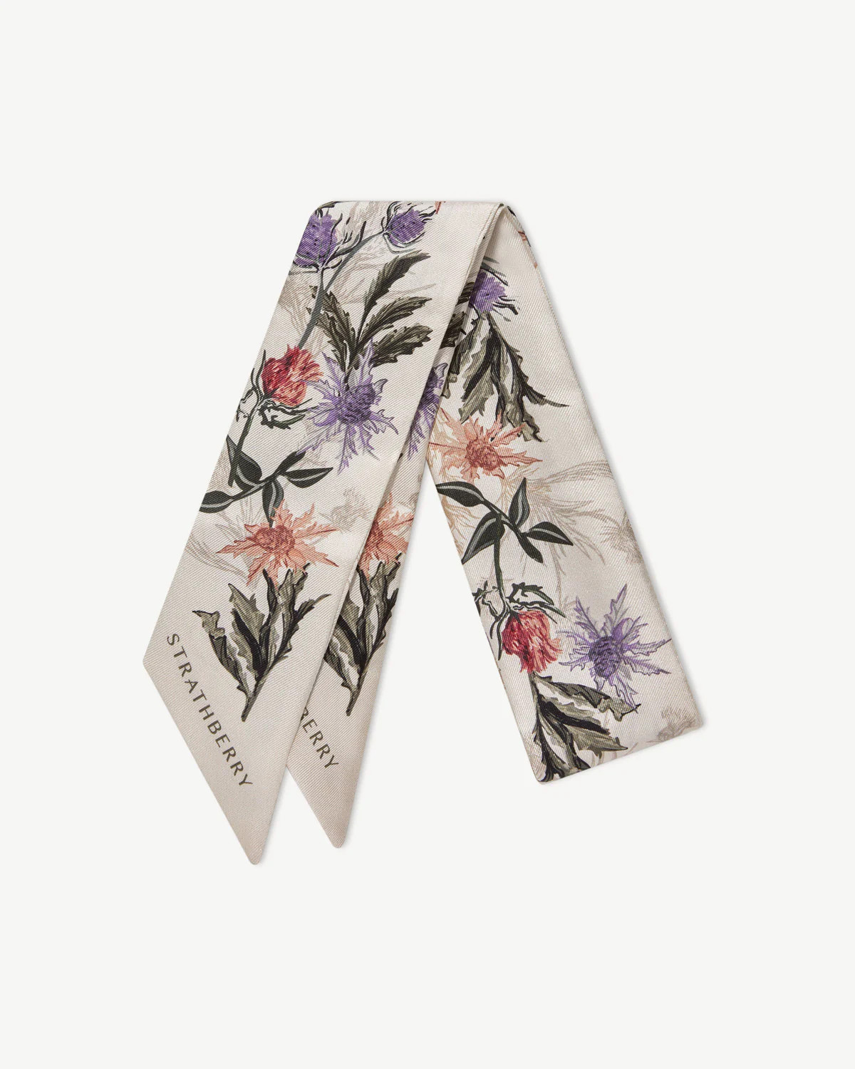 Strathberry - Silk Skinny Scarf - Neutrals | Strathberry