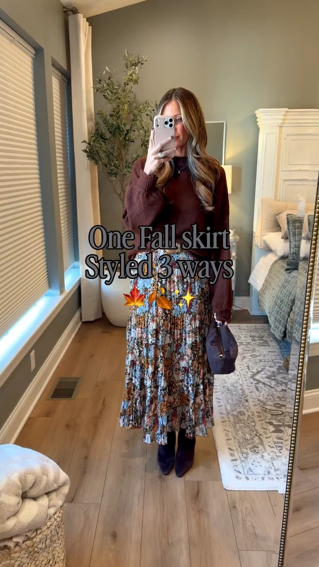 One fall skirt, three completely different looks. The floral print has so many rich colors to pull from, making it easy to switch up with sweaters, boots and layers all season.

fall skirt outfit, floral maxi skirt, fall outfit ideas, skirt styling, fall fashion, printed skirt, sweater and skirt outfit, fall boots, autumn style, transitional outfit, TheMomInStyle

#LTKootd #LTKSeasonal #LTKOver40