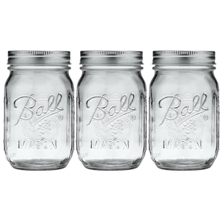 Ball Glass Mason Jar, Regular Mouth, Pint Size, 16 OZ (Pack of 3) | Amazon (US)