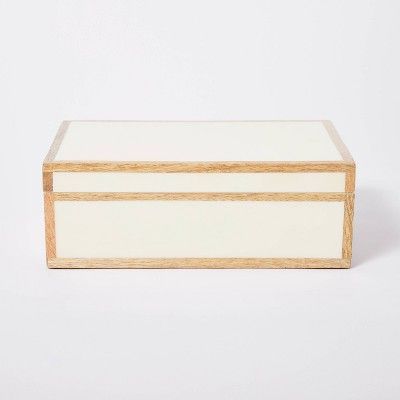 10" x 6.5" Decorative Wood Edge Trim Box with Resin Inlay Ivory - Threshold™ designed with Stud... | Target