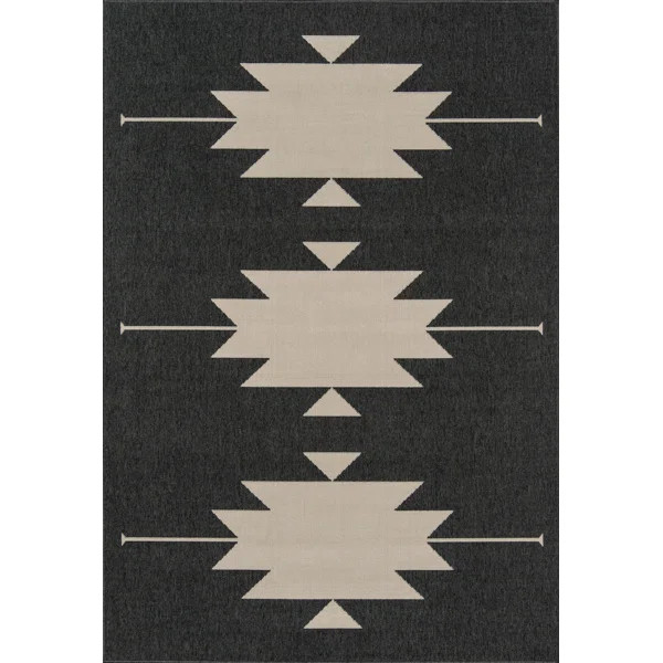 Genesis Southwestern Indoor / Outdoor Area Rug in Charcoal/Cream | Wayfair North America