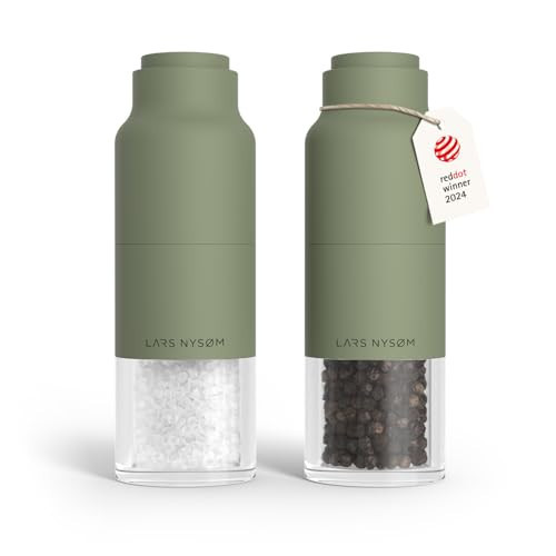 LARS NYSØM Salz und Pfeffermühle Set mit verstellbarem Keramikmahlwerk I Edelstahl Pfeffermühle und Salzmühle I Gewürzmühlen Set (Sage Green) | Amazon (DE)