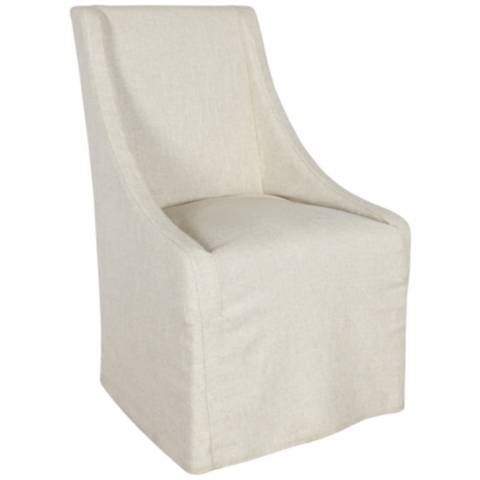 Warwick Oatmeal Fabric Rolling Dining Chair - #899F0 | Lamps Plus | Lamps Plus