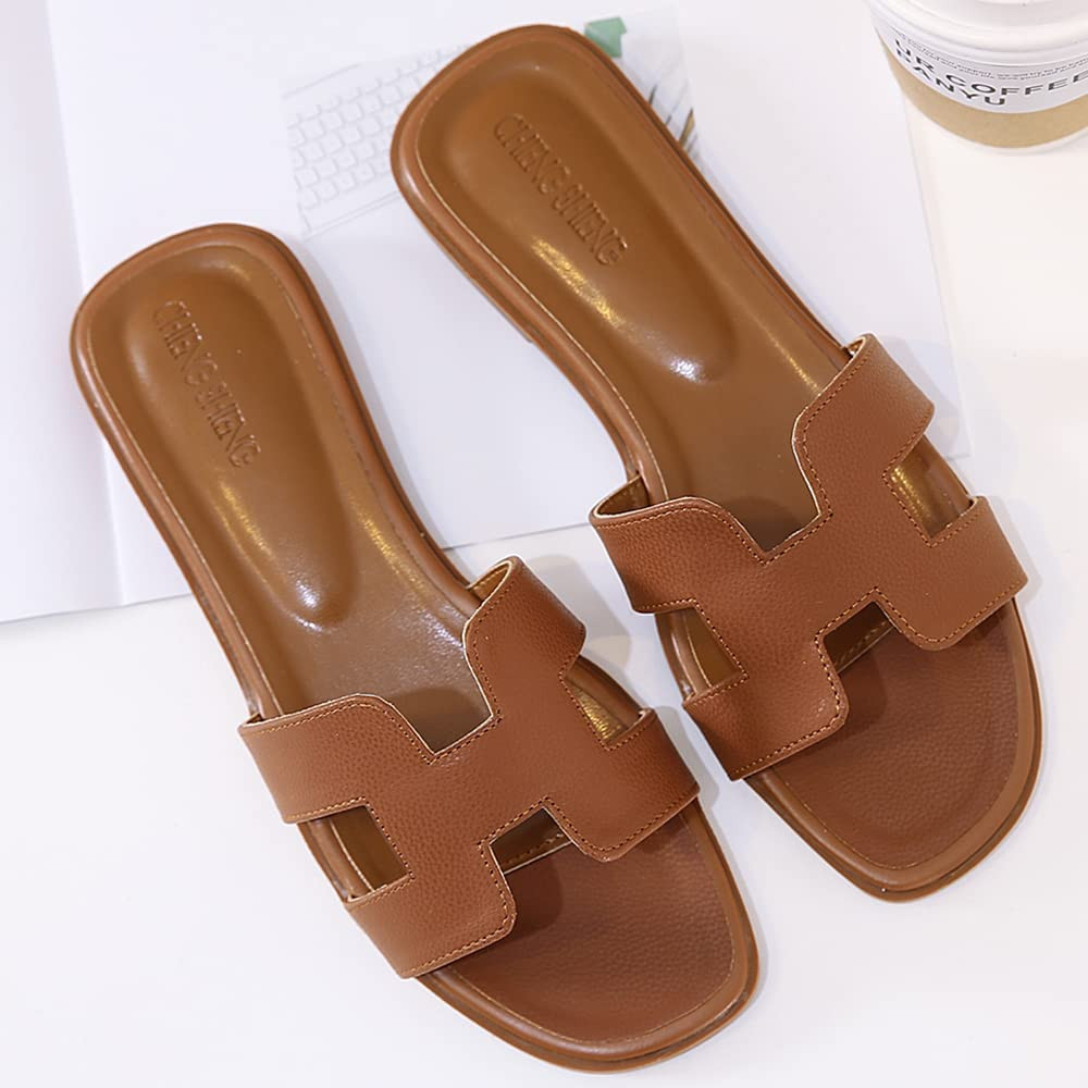 Stratuxx Kaze Womens Sandal Flat Band Slide Sandal,White, Black, Metallic Sandals | Amazon (US)