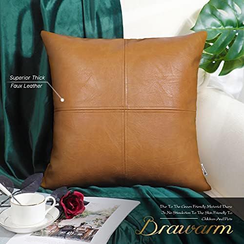 BRAWARM Decorative Throw Pillow Covers, Faux Leather Throw Pillow Covers, Hand Stitched Faux Leather | Amazon (US)