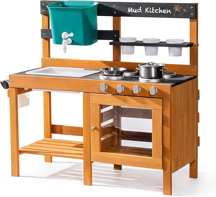 ROBUD Mud Kitchen for Kids Outdoor, Wooden Outdoor Play Kitchen, Kids Mud Kitchen with Removable ... | Amazon (US)