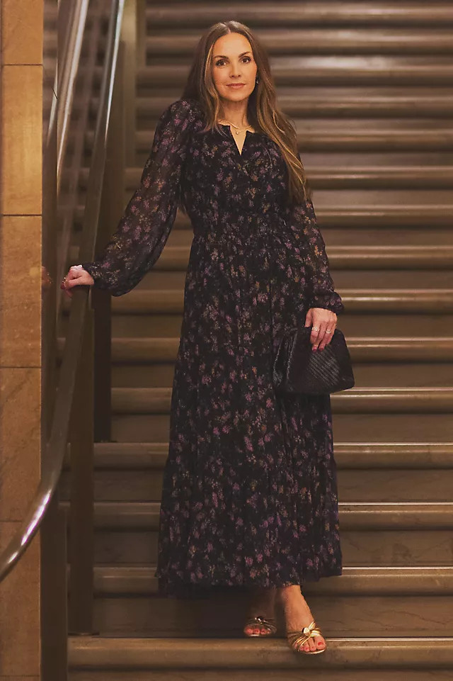 @merricksart x By Anthropologie Somerset Chiffon Maxi Dress | Anthropologie (US)