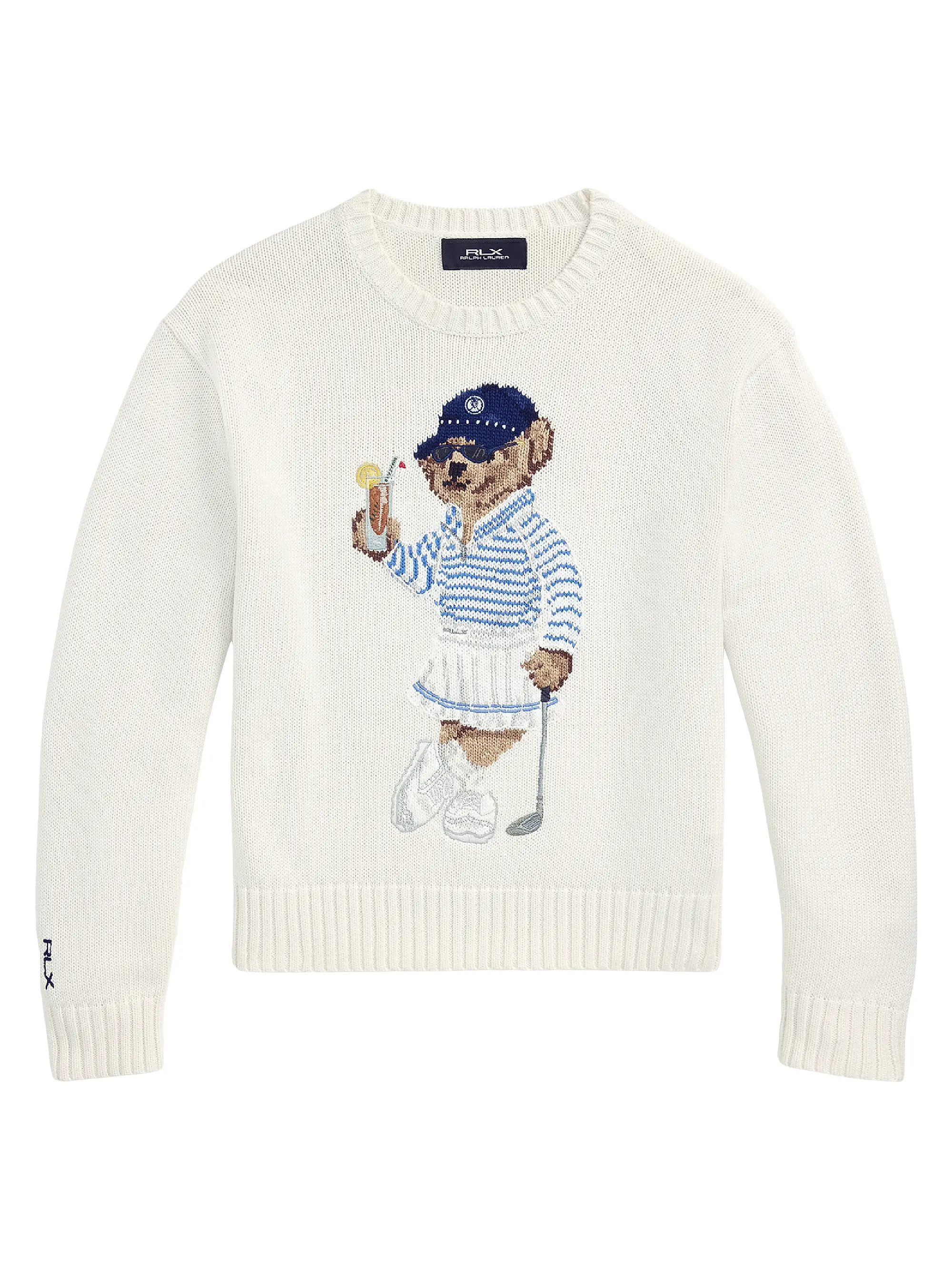 Shop Polo Ralph Lauren Polo Bear Intarsia-Knit &amp; Hand-Embroidered Sweater | Saks Fifth Avenue | Saks Fifth Avenue