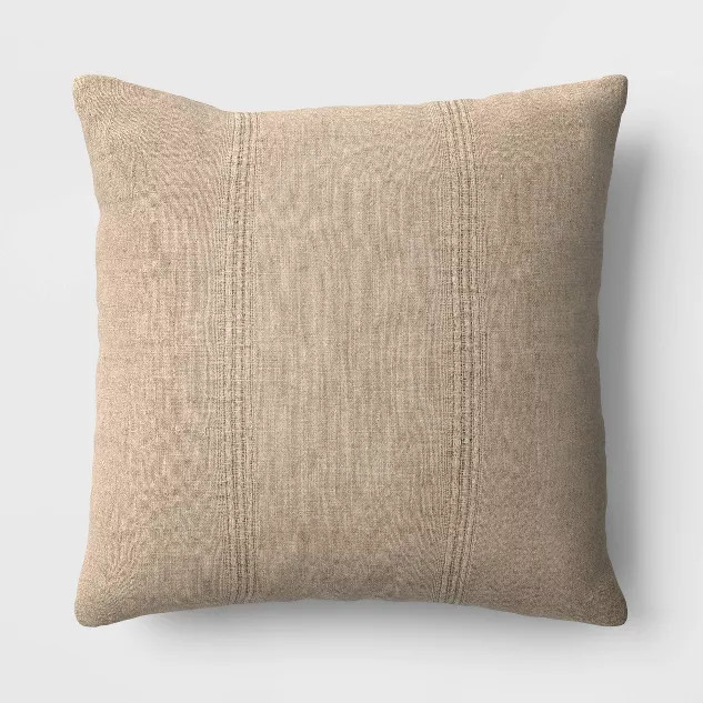 Oversized Textured Linen Striped Throw Pillow Neutral - Threshold™ | Target