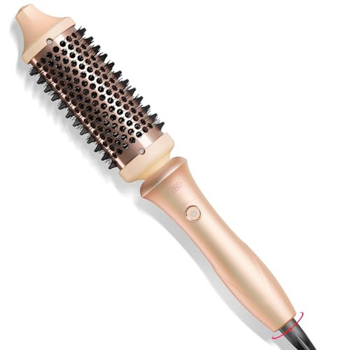 TYMO Thermal Brush Curling Brush - STYLUX 1.7 Inch Blowout Volumizer with Flexi-Fit for Hair Straightening, Heated Round Styler Tool, Hair Straightener and Curler 2 in 1, Dual Voltage & Light, Pink | Amazon (US)