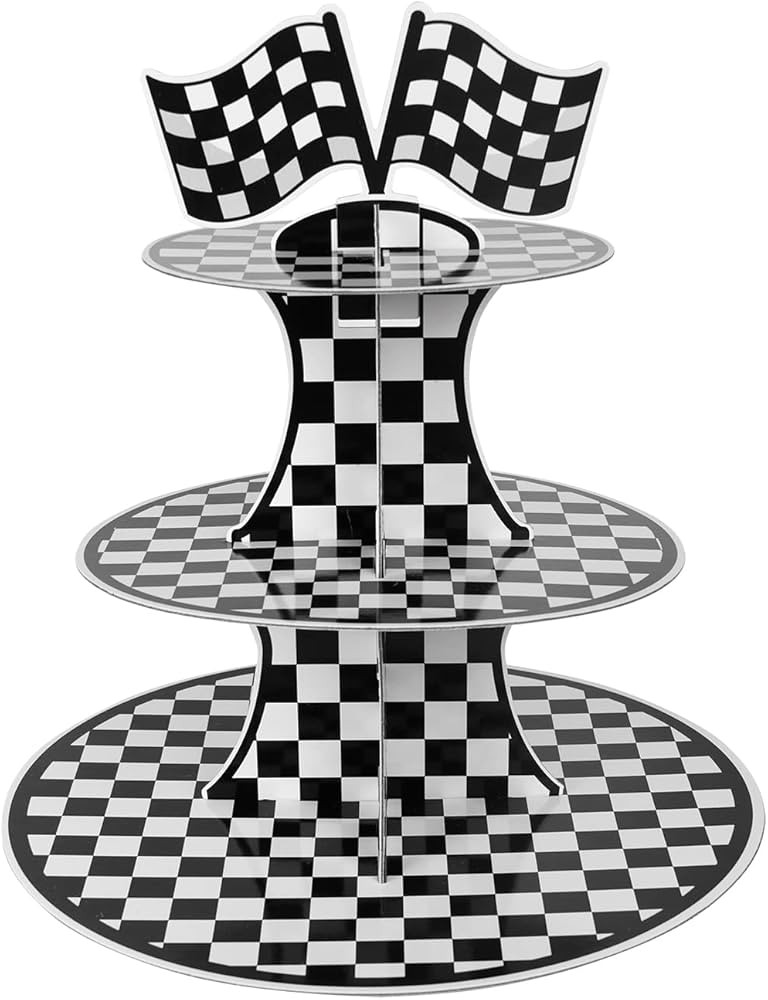 Racing Car Theme Cardboard Cupcake Stand,3-Tier Round Cupcake Holder Car Theme Dessert Stand for ... | Amazon (US)