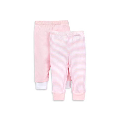Burt's Bees Baby unisex baby Pants, of 2 Lightweight Knit Infant Bottoms, 100% Organic Cotton and Toddler Layette Set, Blossom Solid/Stripes, Newborn US | Amazon (US)