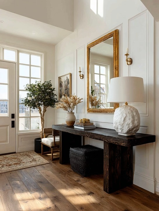 Decorating with basic colors is an art.

Black. White. A touch of gold.
That’s all you need to create something that feels timeless, elevated, and effortless.

Start with a simple black console table—this becomes your grounding piece.
Then soften it with a white-on-white table lamp to bring in texture and calm.

And then comes the detail that changes everything…
that gold frame mirror.

It reflects light, adds depth, and brings in that subtle luxury without overwhelming the space.

The beauty of this setup is what comes after.
You don’t need to overdecorate.

Add a tray for your keys, a few books, maybe fresh flowers—
or keep it minimal.

Because once the foundation is right, everything else just falls into place.

This is what we call timeless decor.
It works in your entryway, your hallway, even your living room—
and it will never go out of style.

We’ve curated console tables, lamps, and mirrors in multiple options to help you recreate this look effortlessly. 

 #LTKHome