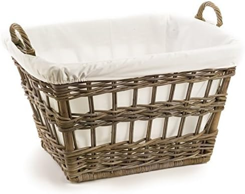 The Basket Lady Kubu Wicker French Laundry Basket, Serene Grey | Amazon (US)