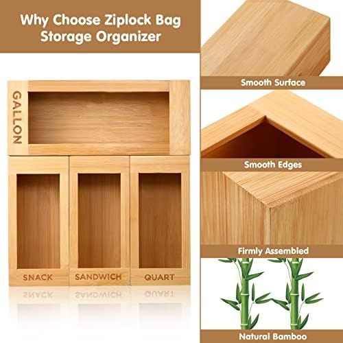 Lossey Ziplock Bag Storage Organizer, Pack of 4 Bamboo Ziplock Bag Organizer for Drawer Food Stor... | Amazon (US)
