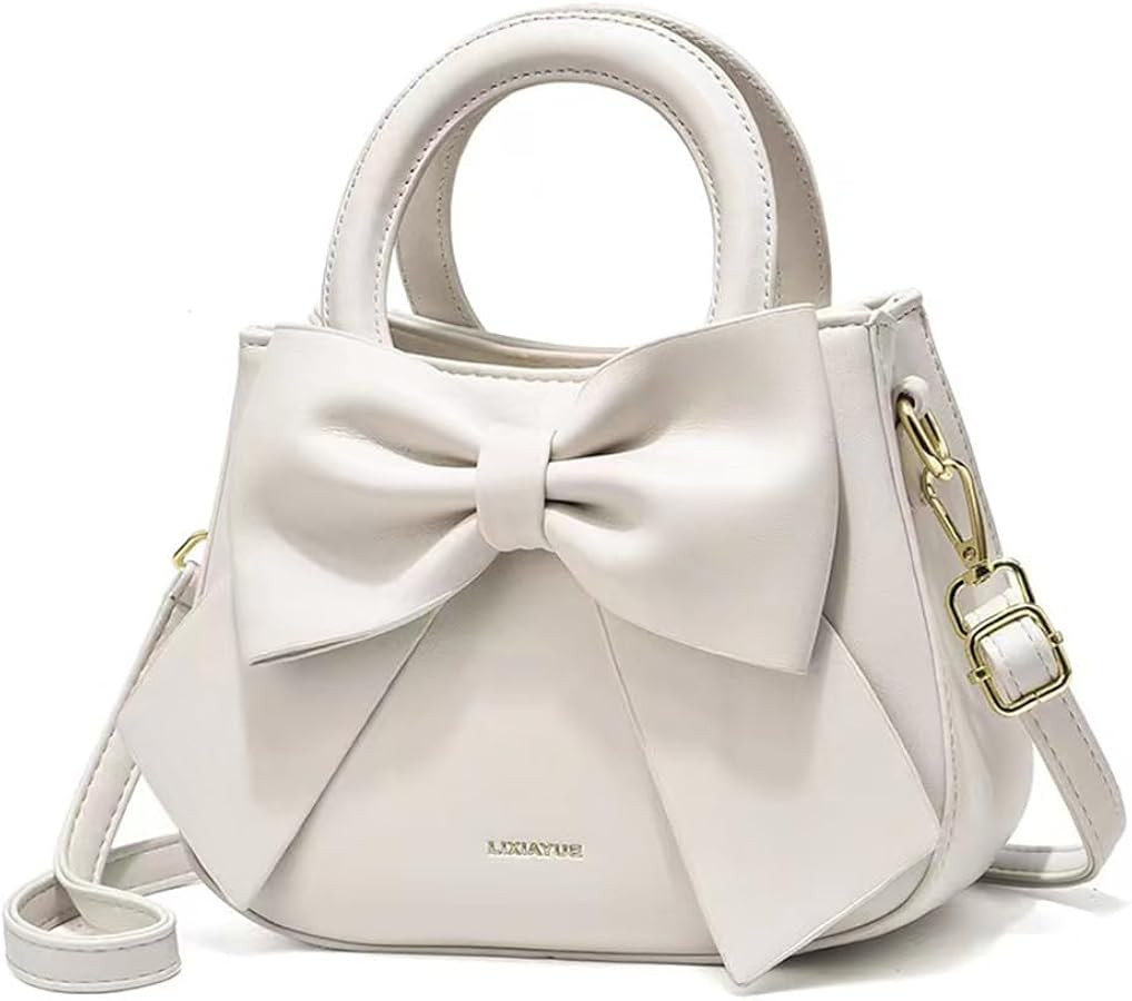 Cute Big Bow Top-handle Purse for Women Vegan Leather Shoulder Handbag Soft Work Shopper Crossbod... | Amazon (US)