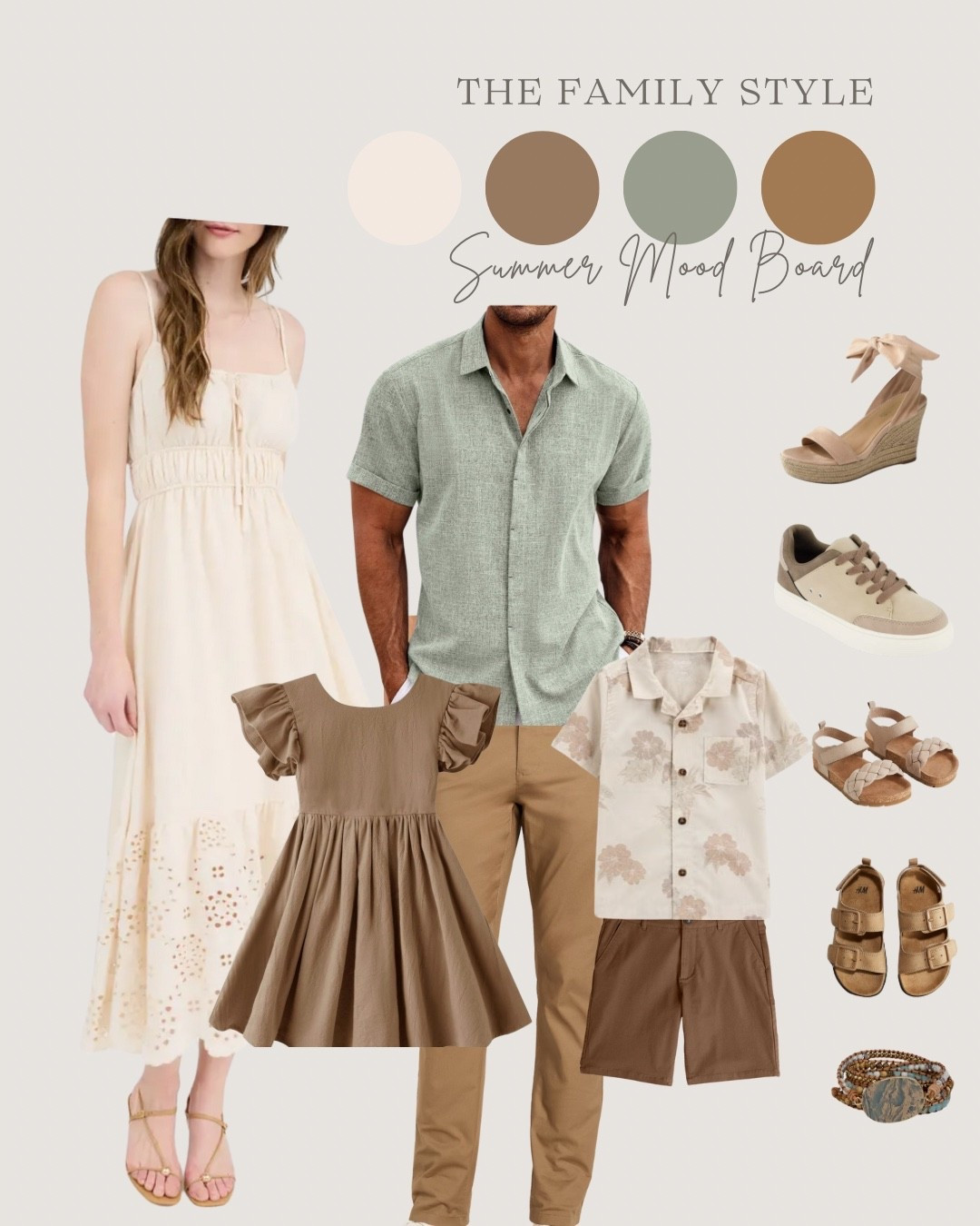 Gorgeous family summer session look. Loving the pop of soft teal on dad and the linen textures of his shirt and daughters dress with the subtle cutout pattern in mom’s dress and sons florals! 

#LTKFamily #LTKSeasonal #LTKStyleTip