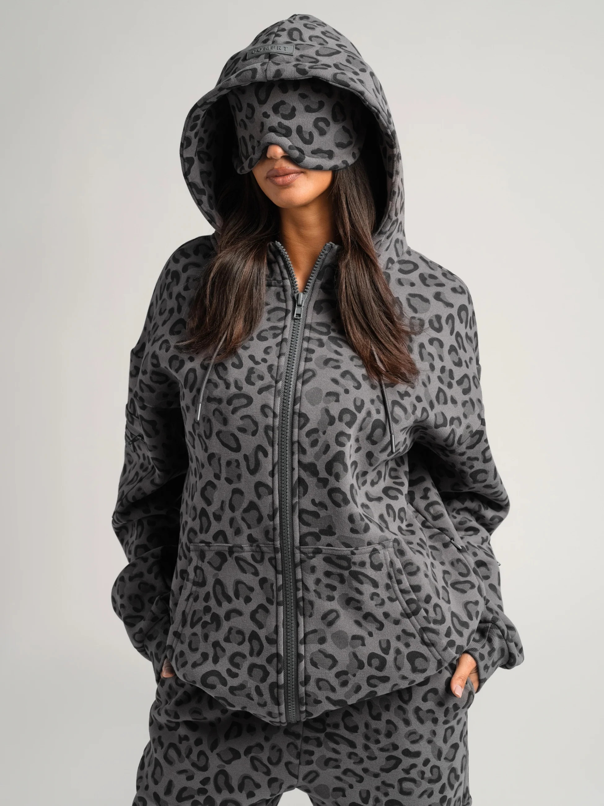 Comfrt Airplane Mode Travel Zip Hoodie | Panther | Oversized | XS | Comfrt