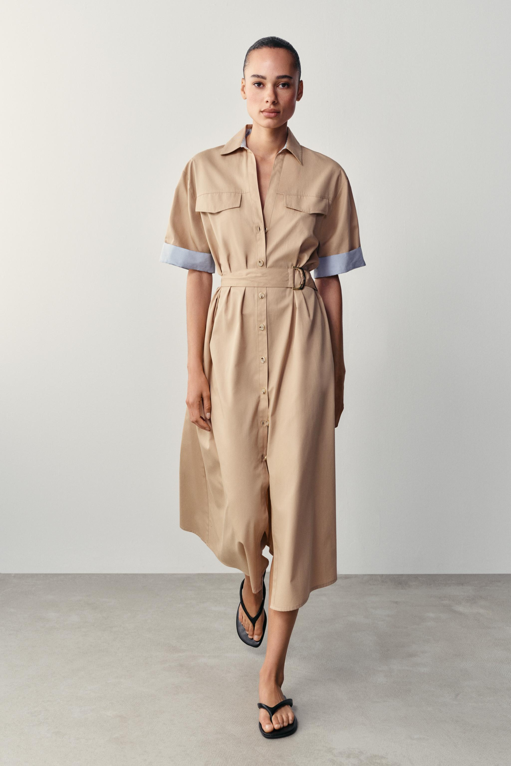 BELTED MIDI SHIRT DRESS | Zara US