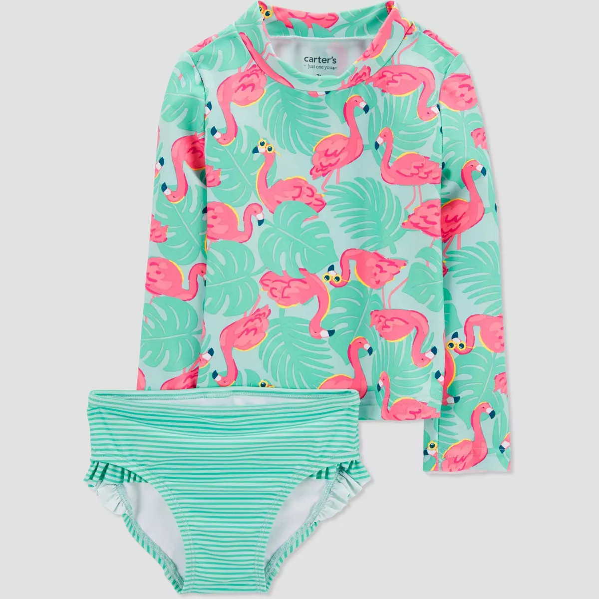 Carter's Just One You®️ Toddler Girls' Long Sleeve Flamingo Printed Rash Guard Set - Blue/Pink | Target