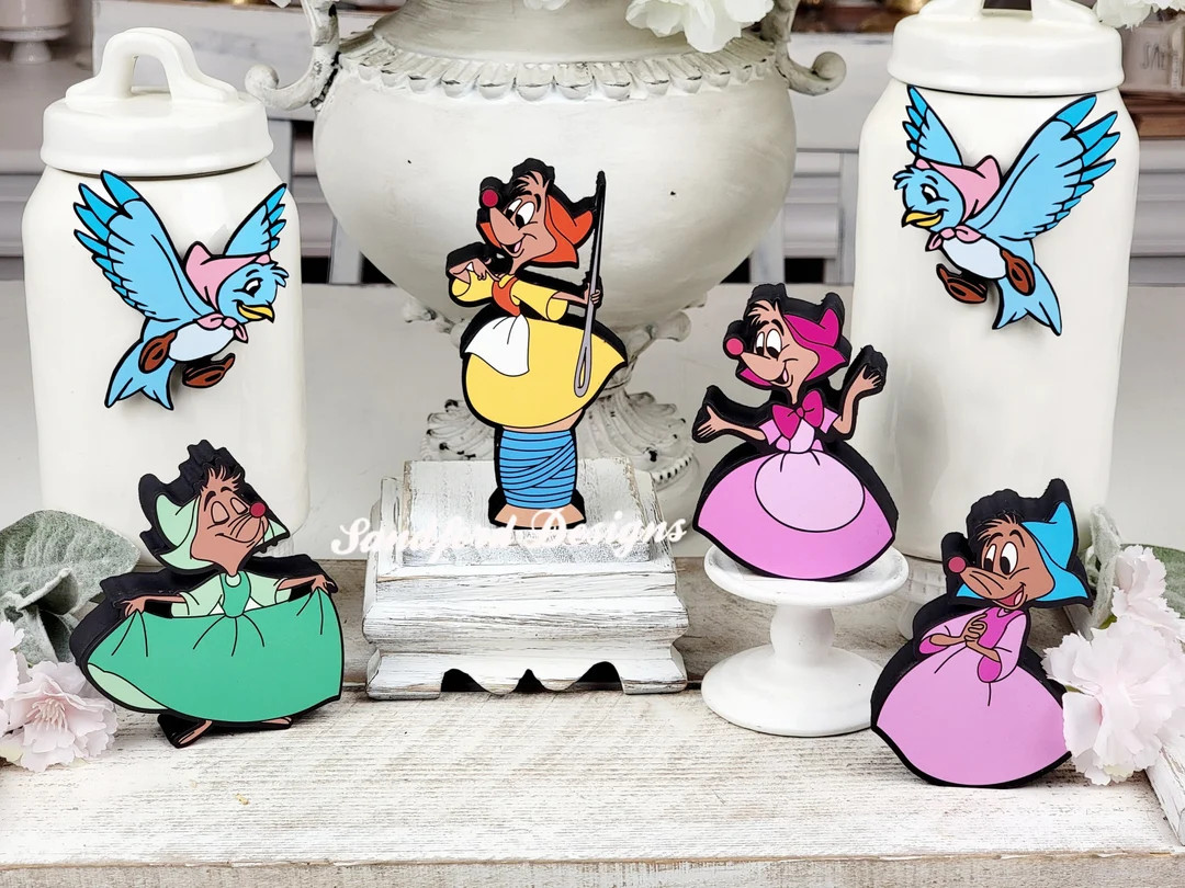 Cinderella Mice Perla, Suzy, Mary and Blossom Decorations - Bibbidi Bobbidi Boo Tiered Tray Decor... | Etsy (US)