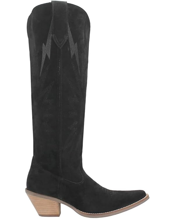 Dingo Womens Thunder Road Embroidered Snip Toe Casual Boots Knee High Mid Heel 2-3" - Black | Amazon (US)