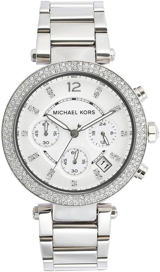 Michael Kors Parker Women's Watch, Stainless Steel and Pavé Crystal Watch for Women with Steel, ... | Amazon (US)