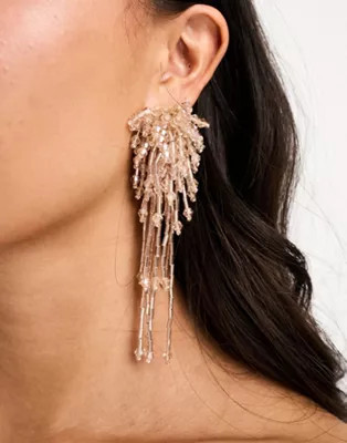 ASOS DESIGN drop earrings with waterfall design in gold tone | ASOS (Global)