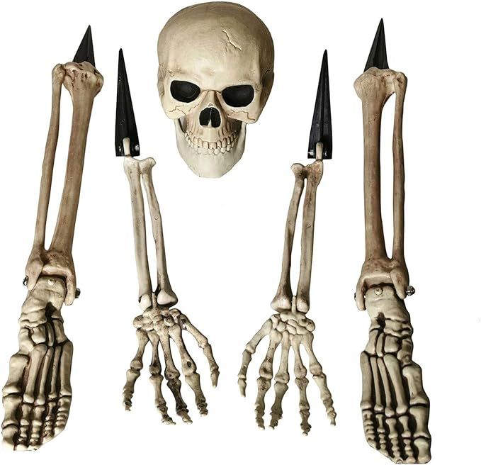 ALLADINBOX Halloween Creepy Graveyard Décor Groundbreaker Realistic Skeleton Bones and Skull(Inc... | Amazon (US)