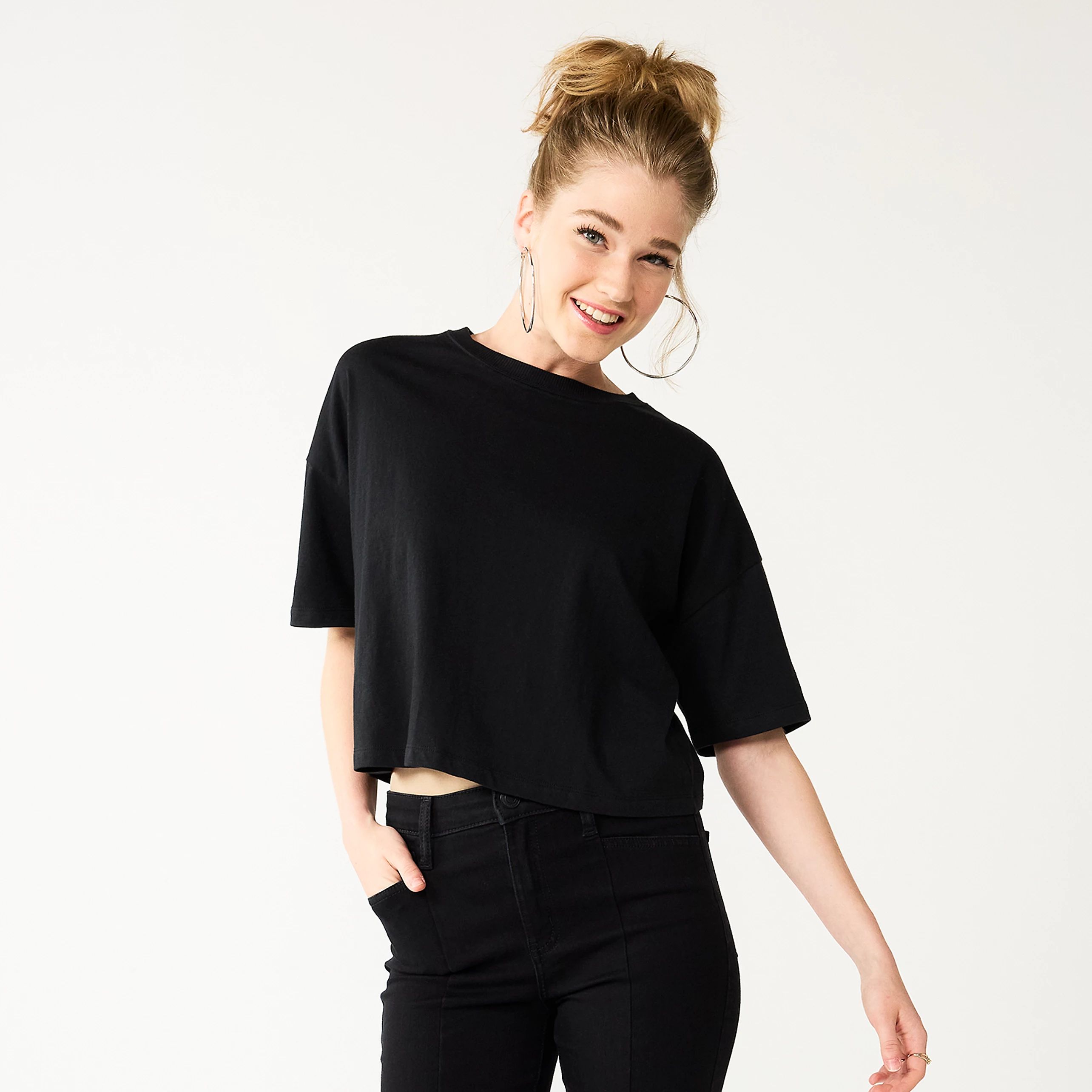 Juniors' SO® Solid Cropped Boxy Tee | Kohl's